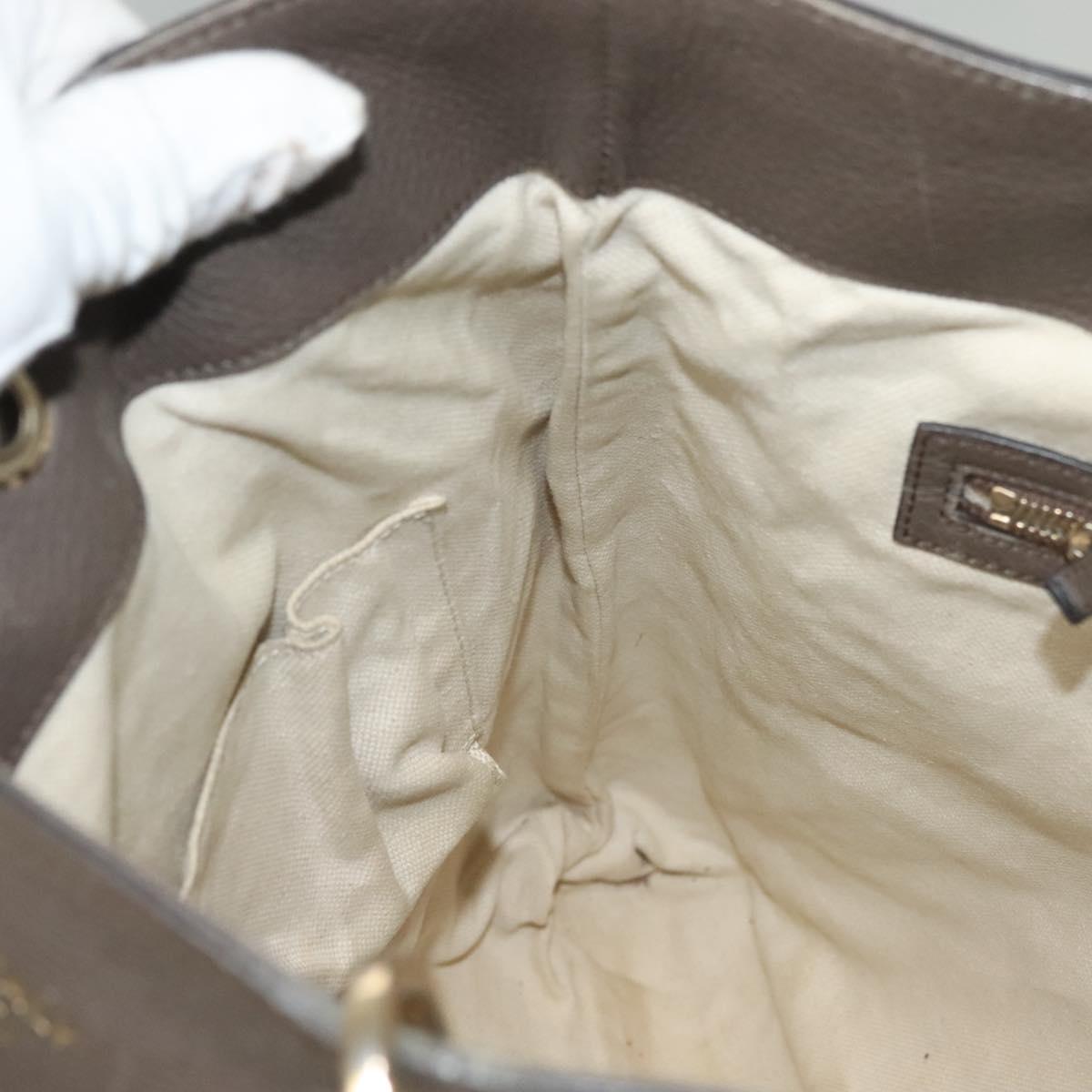 GUCCI Bamboo Hand Bag Leather Gray Gold 323663 Auth bs27789