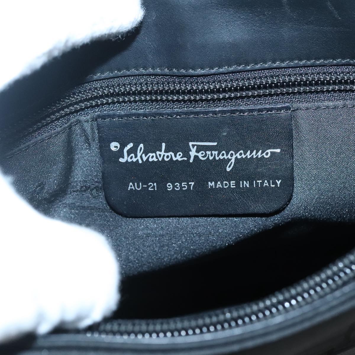 Salvatore Ferragamo Tote Bag Nylon Black Silver Auth bs27830