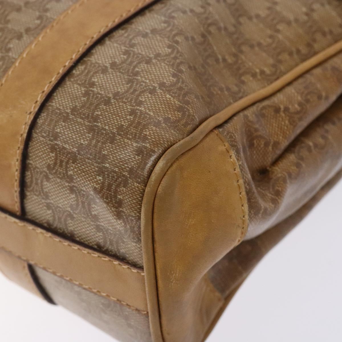 CELINE Macadam Canvas Hand Bag PVC Beige Gold Auth bs27832