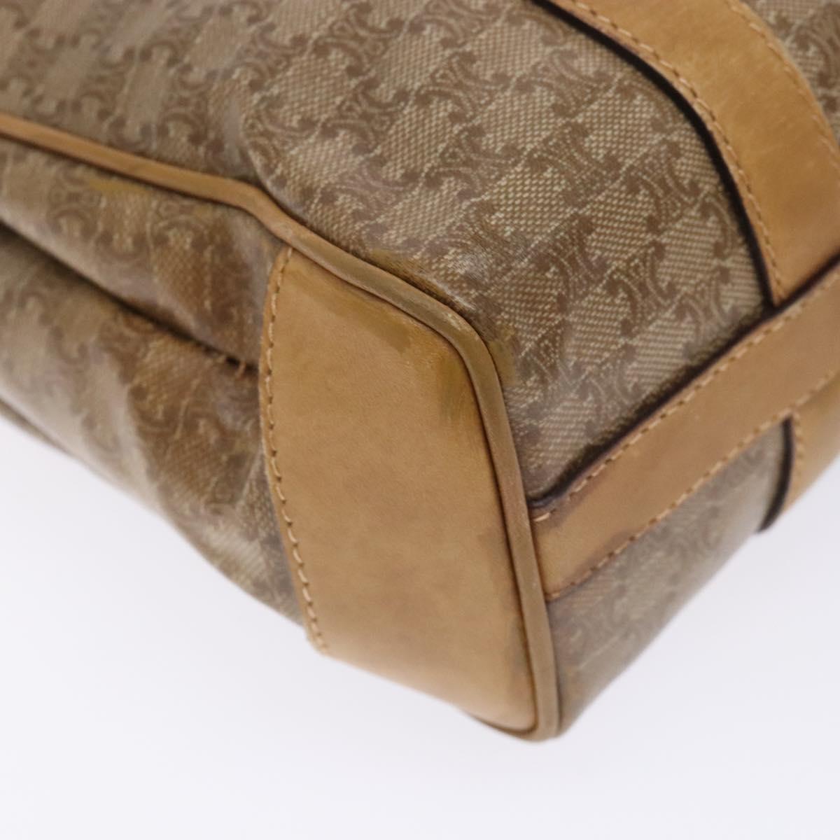 CELINE Macadam Canvas Hand Bag PVC Beige Gold Auth bs27832