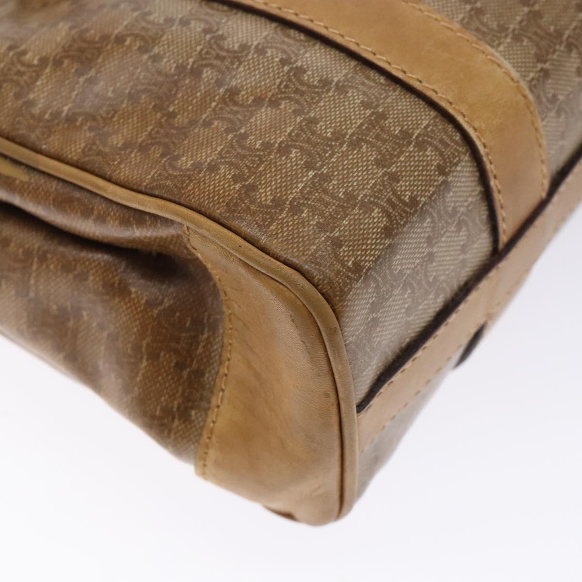 CELINE Macadam Canvas Hand Bag PVC Beige Gold Auth bs27832