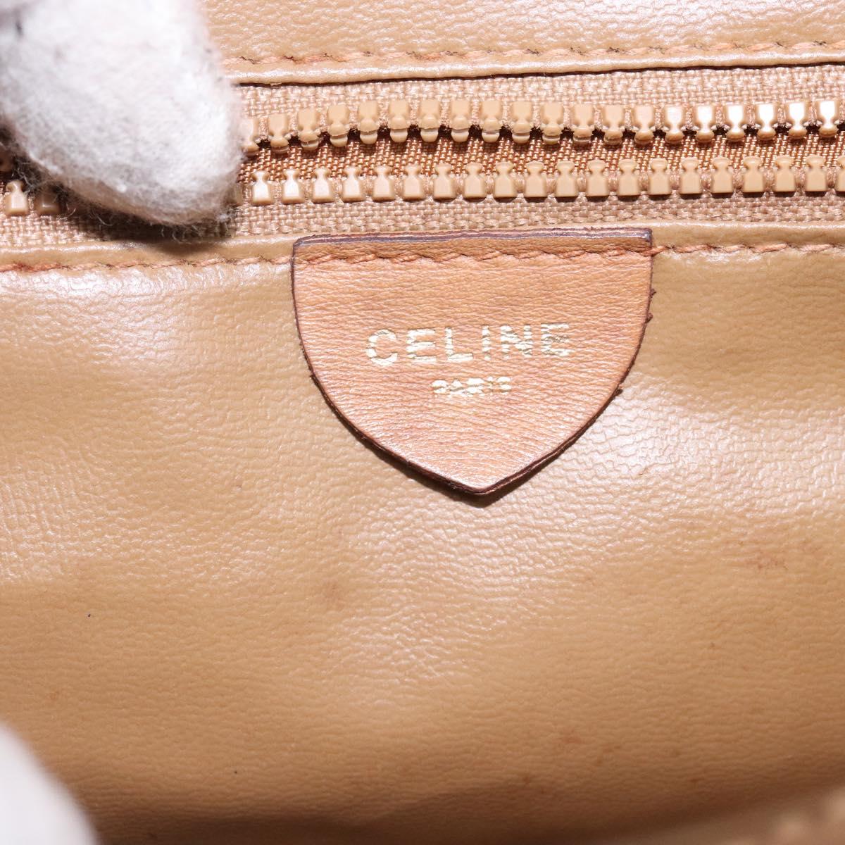 CELINE Macadam Canvas Hand Bag PVC Beige Gold Auth bs27832