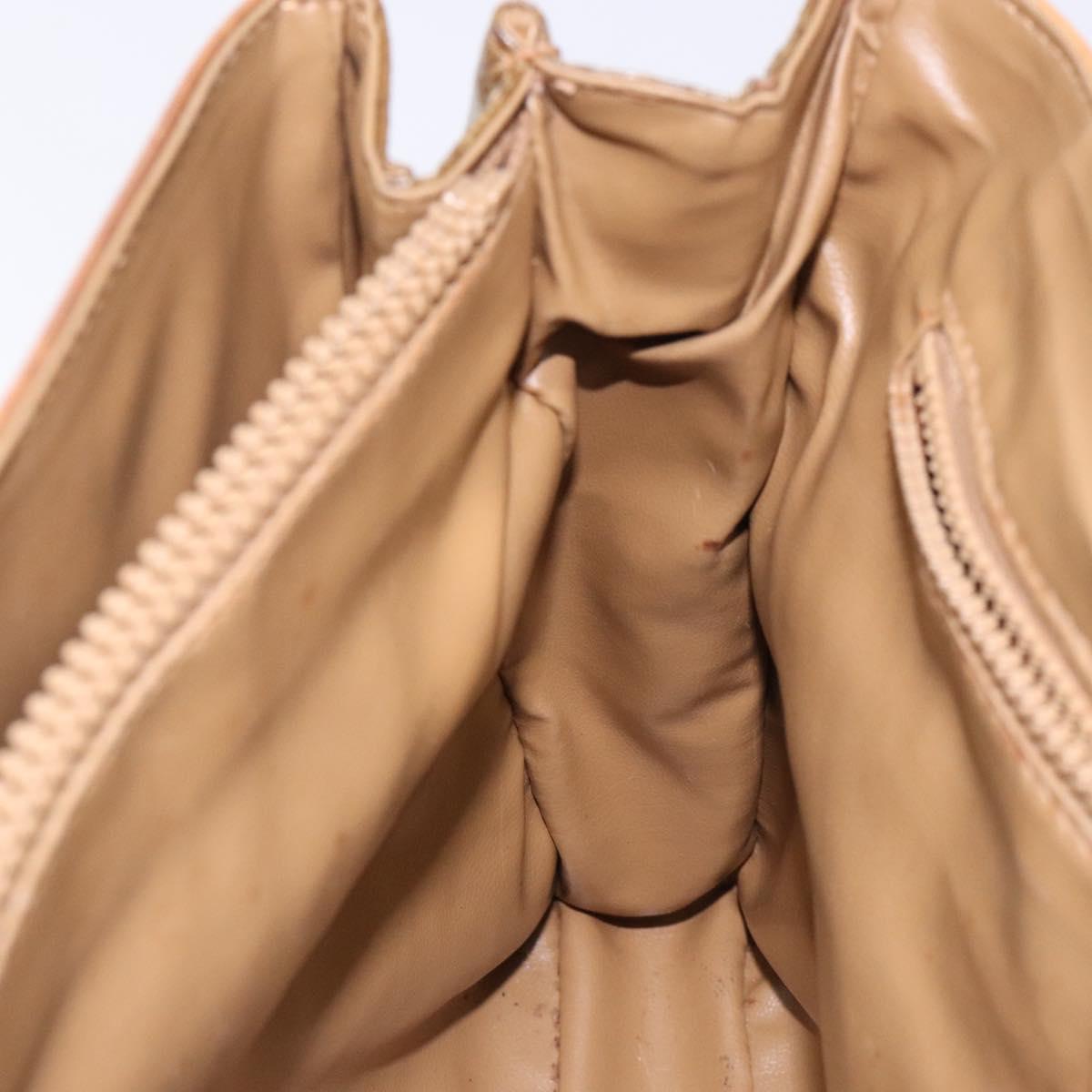 CELINE Macadam Canvas Hand Bag PVC Beige Gold Auth bs27832