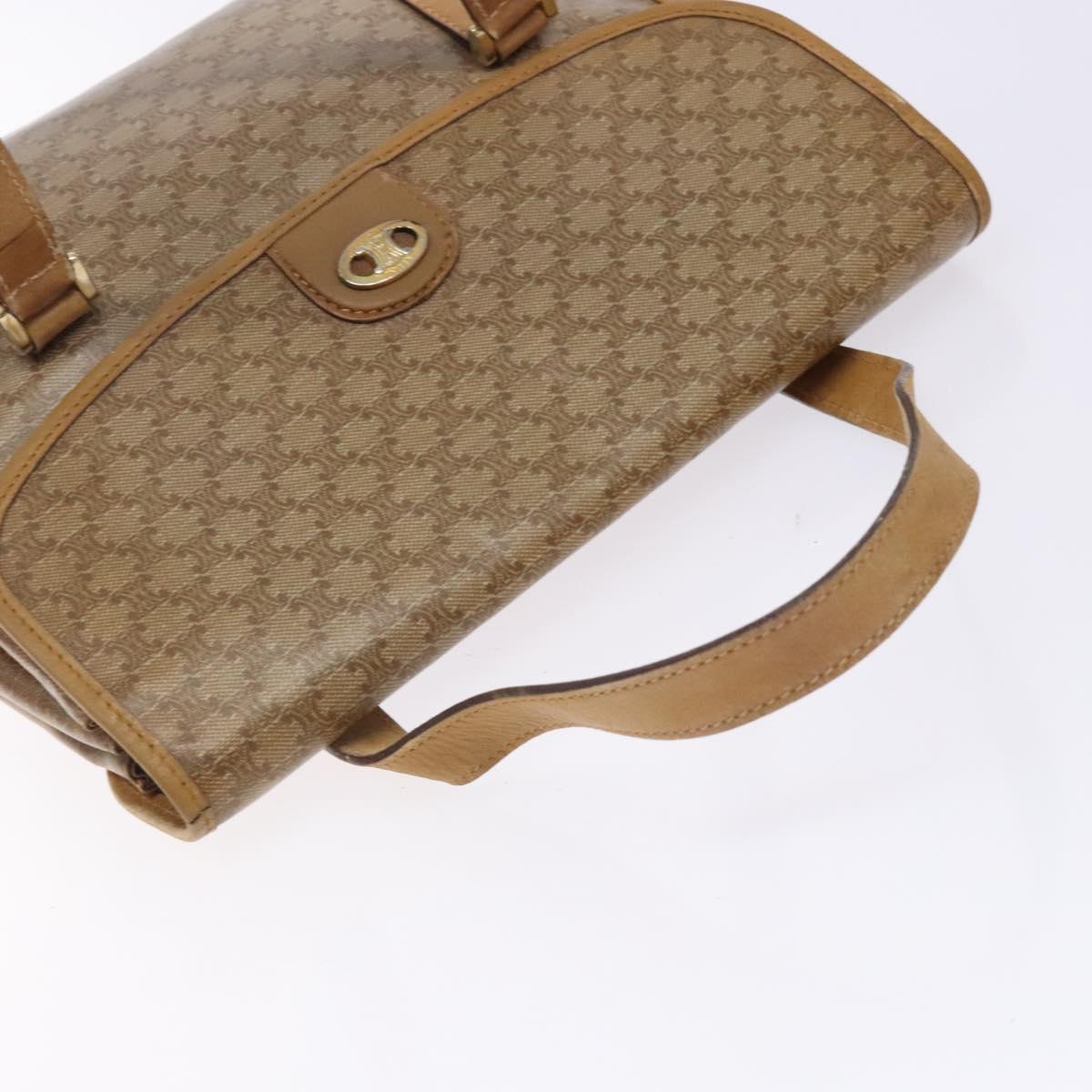 CELINE Macadam Canvas Hand Bag PVC Beige Gold Auth bs27832
