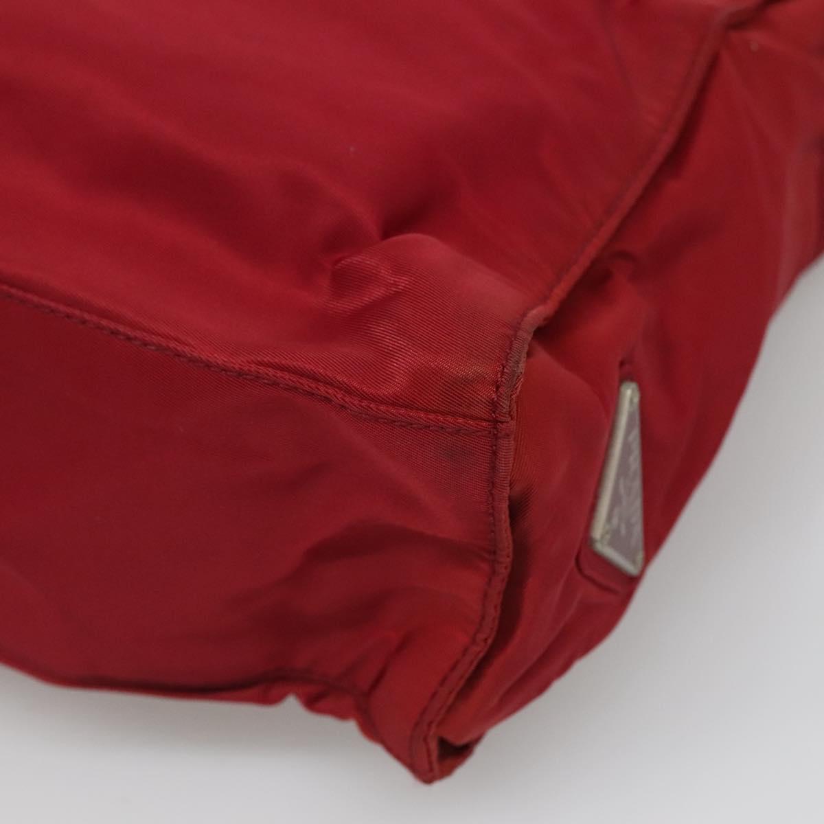 PRADA Tote Bag Nylon Red Silver Auth bs27835