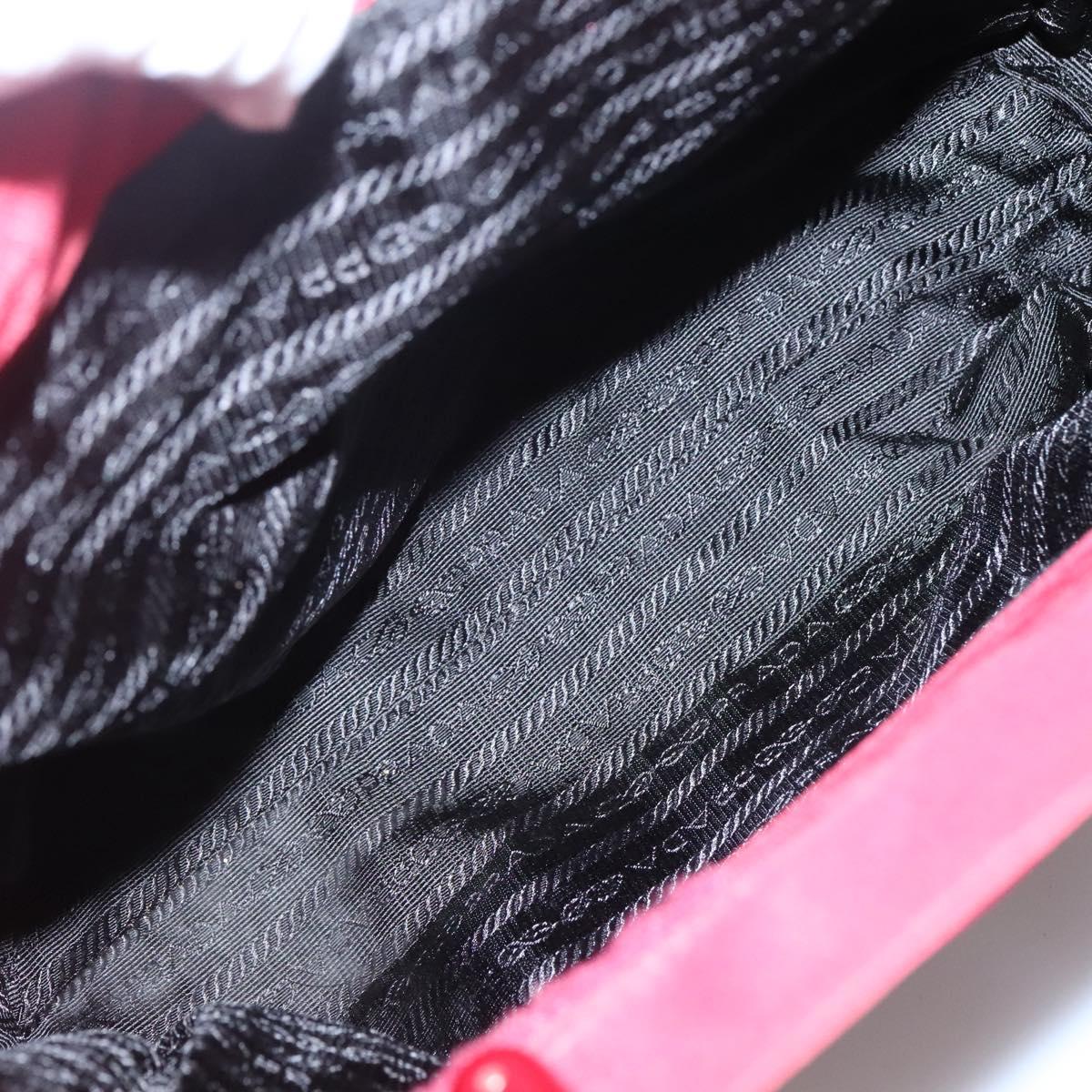 PRADA Tote Bag Nylon Red Silver Auth bs27835