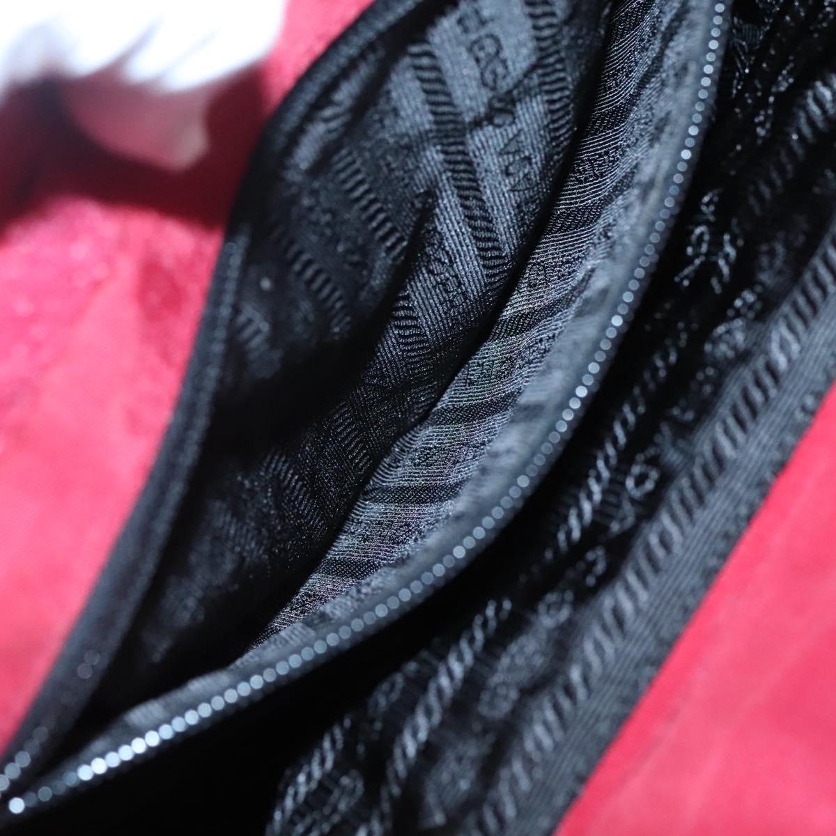 PRADA Tote Bag Nylon Red Silver Auth bs27835