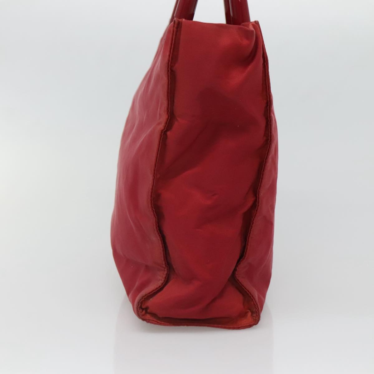 PRADA Tote Bag Nylon Red Silver Auth bs27835