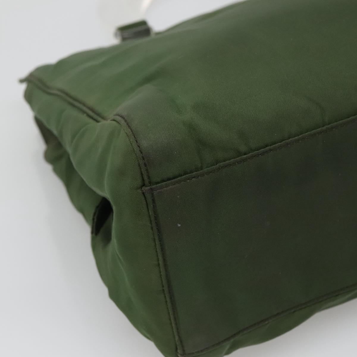 PRADA Tote Bag Nylon Khaki Silver Auth bs27836