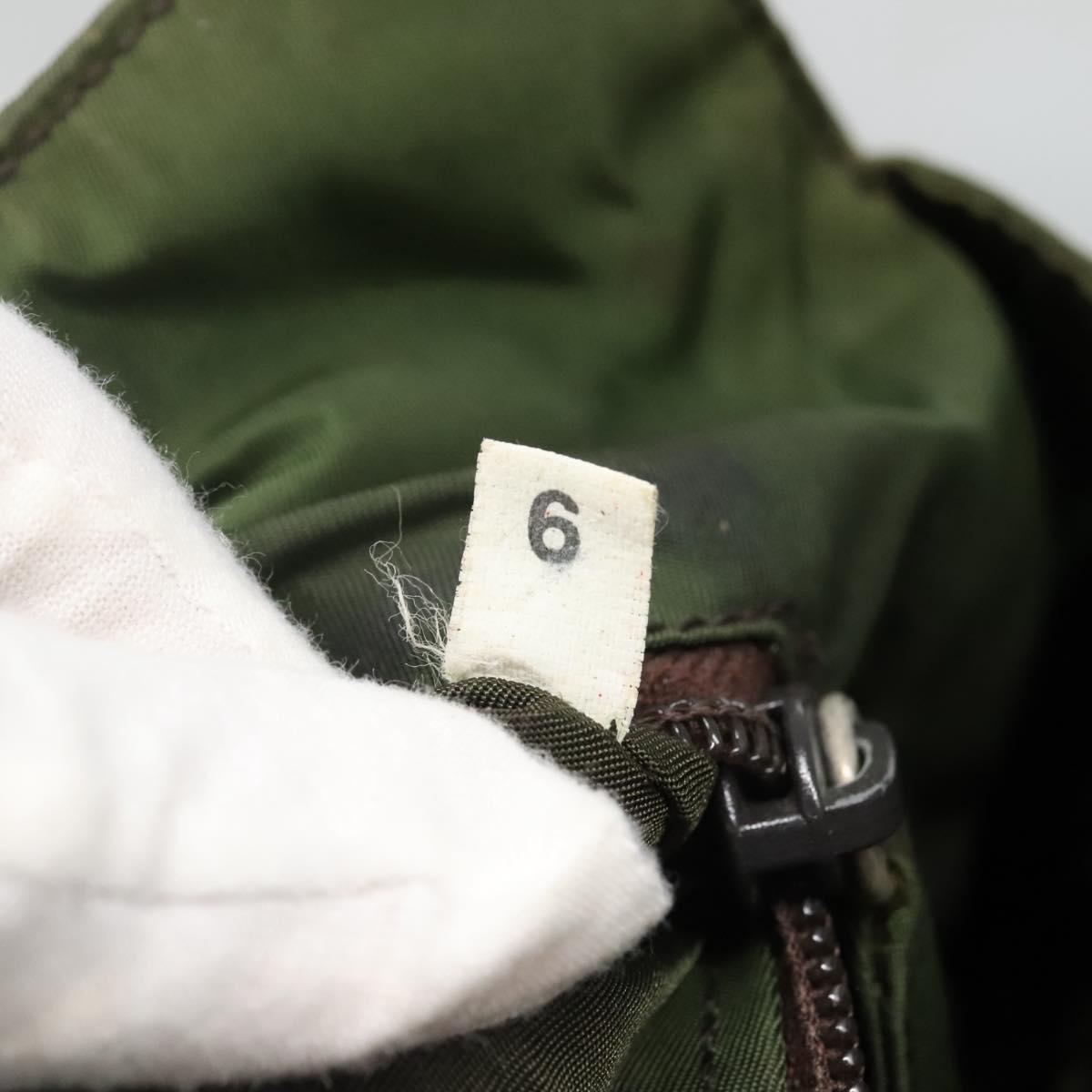 PRADA Tote Bag Nylon Khaki Silver Auth bs27836