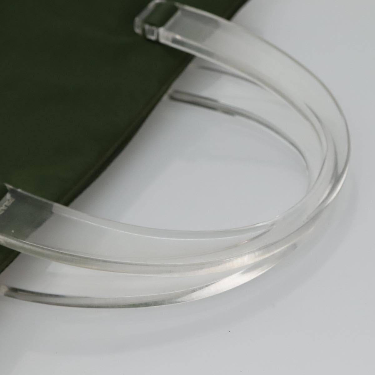 PRADA Tote Bag Nylon Khaki Silver Auth bs27836