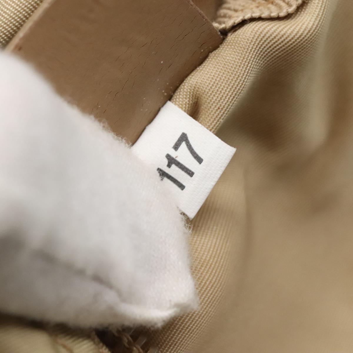 PRADA Tote Bag Nylon Beige Silver Auth bs27839