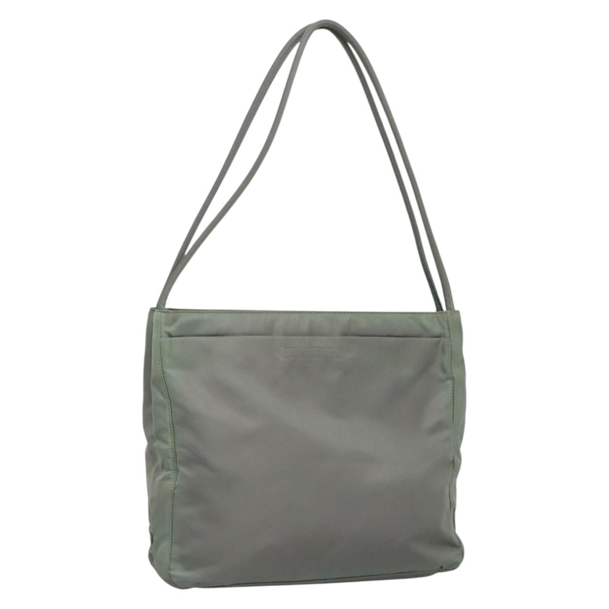PRADA Tote Bag Nylon Khaki Silver Auth bs27841