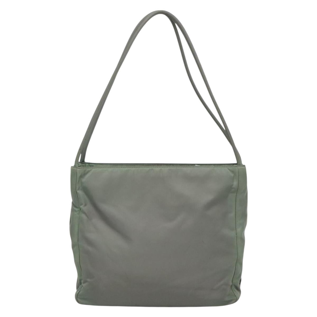 PRADA Tote Bag Nylon Khaki Silver Auth bs27841
