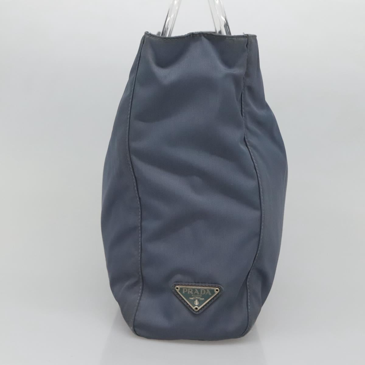 PRADA Hand Bag Nylon Gray Silver Auth bs27845