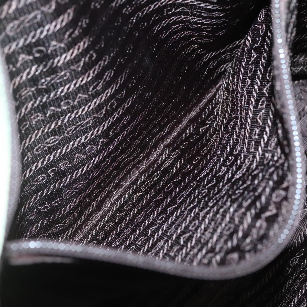 PRADA Tote Bag Nylon Beige Silver Auth bs27846