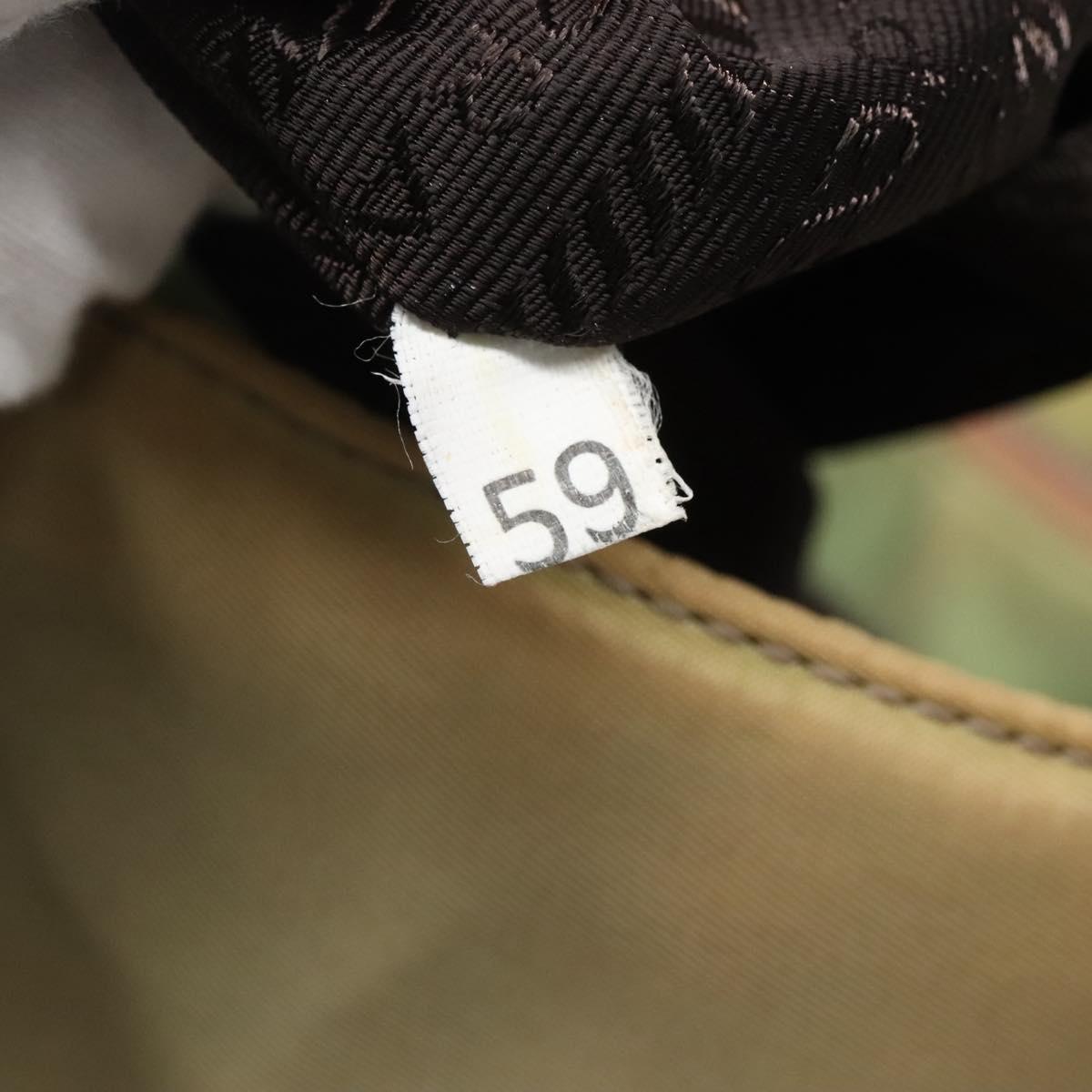 PRADA Tote Bag Nylon Beige Silver Auth bs27846