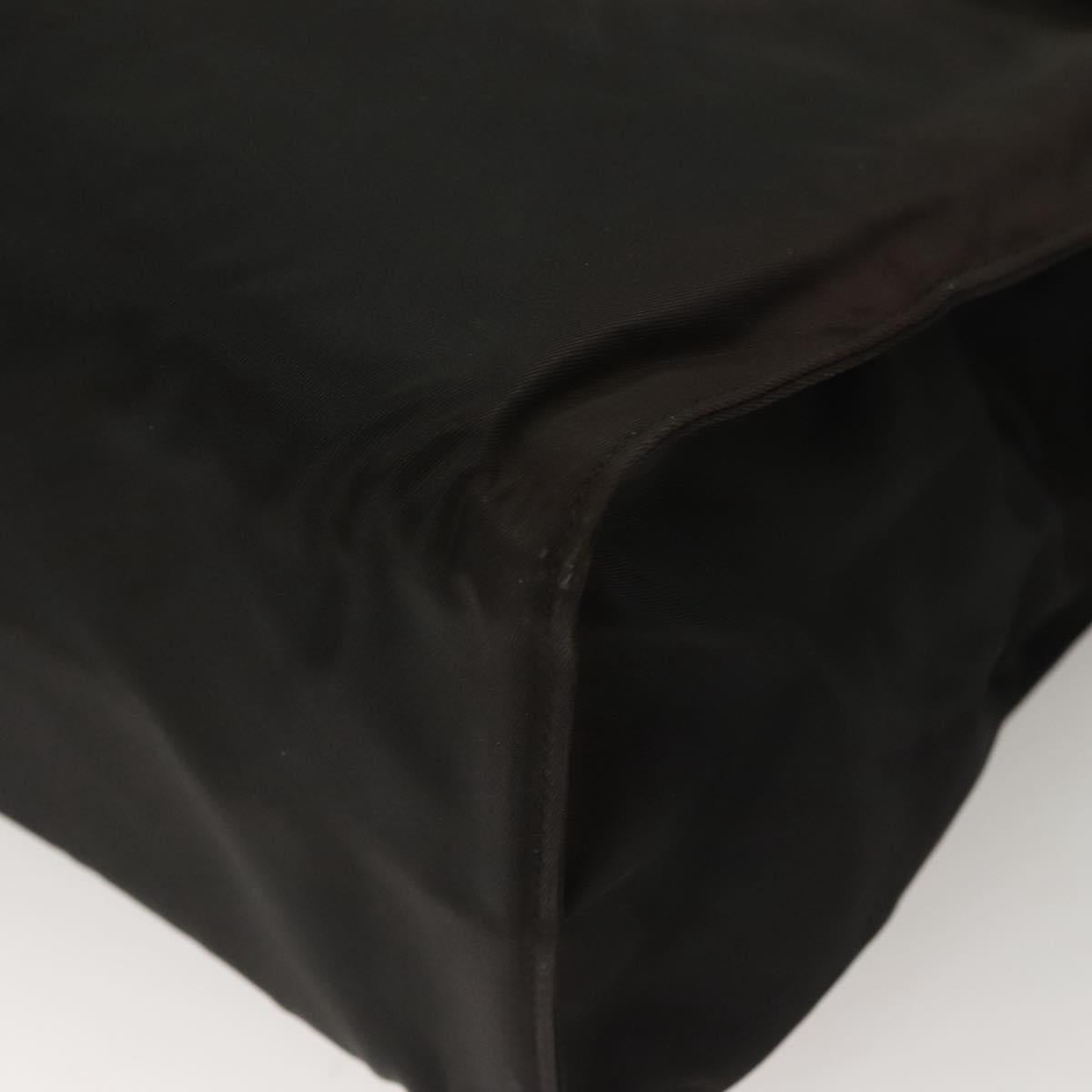 PRADA Hand Bag Nylon Black Gold Auth bs27856