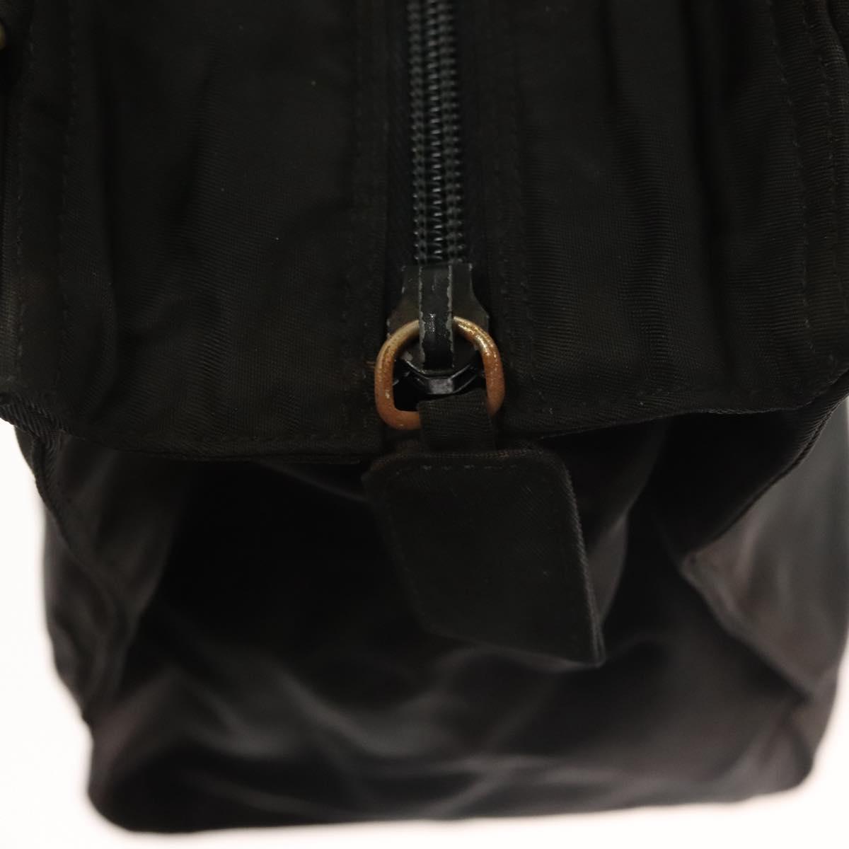 PRADA Hand Bag Nylon Black Gold Auth bs27856