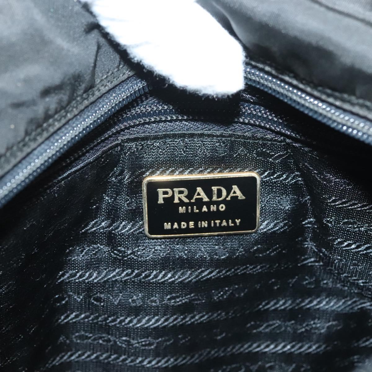 PRADA Hand Bag Nylon Black Gold Auth bs27856