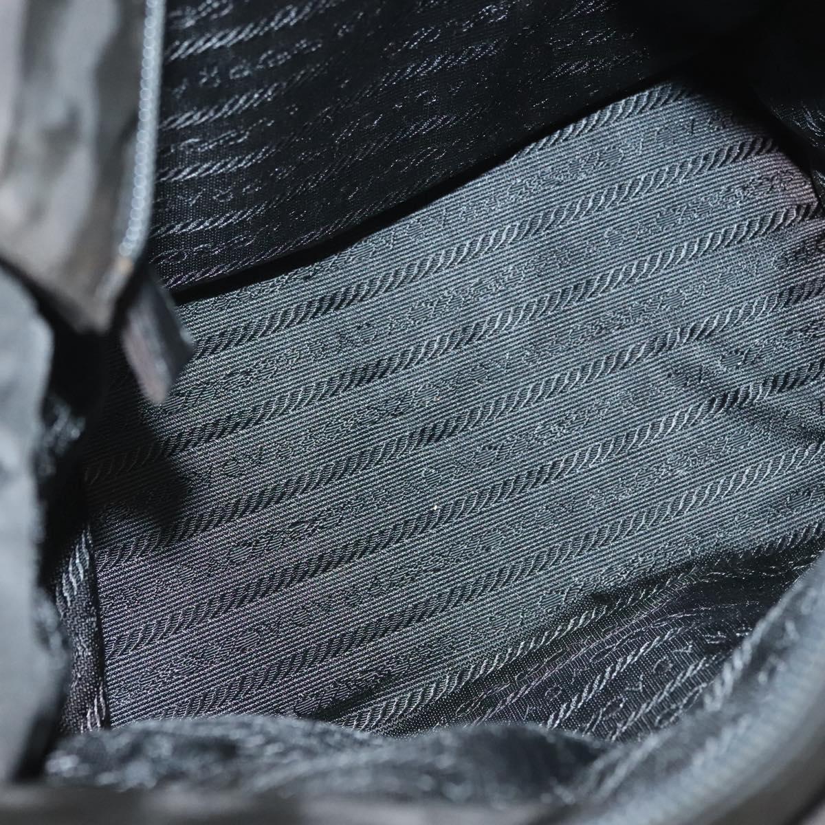 PRADA Hand Bag Nylon Black Gold Auth bs27856