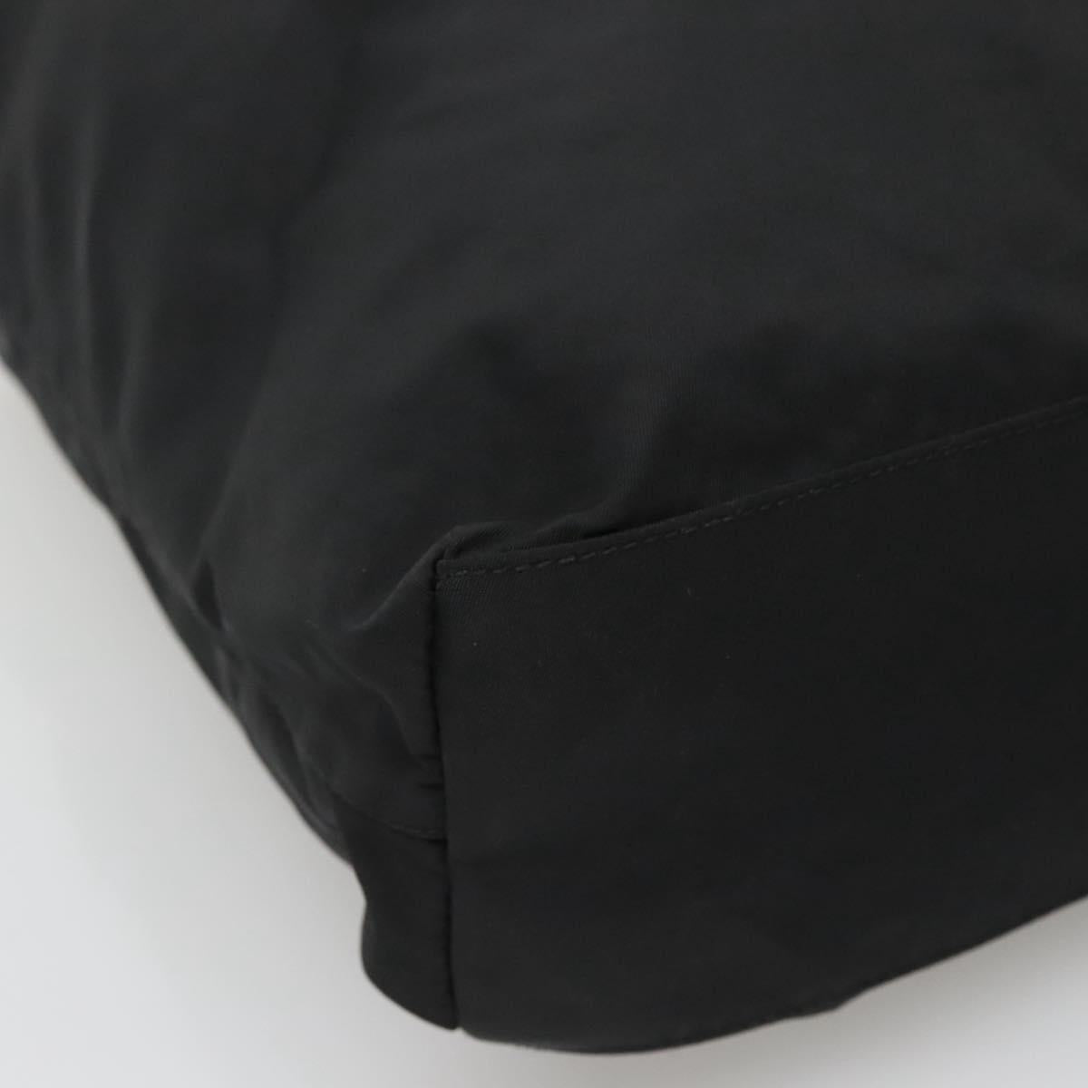 PRADA Tote Bag Nylon Black Silver Auth bs27858