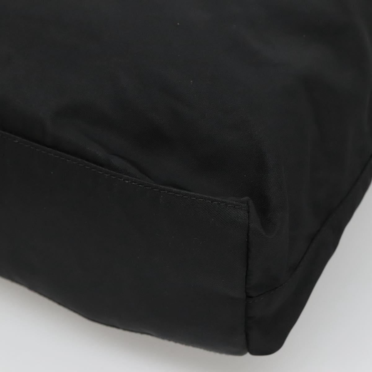 PRADA Tote Bag Nylon Black Silver Auth bs27858