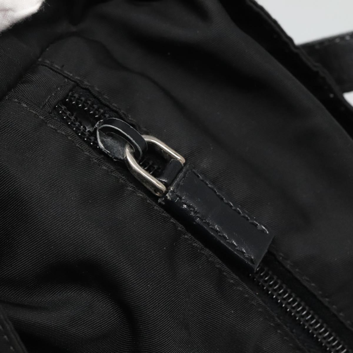 PRADA Tote Bag Nylon Black Silver Auth bs27858