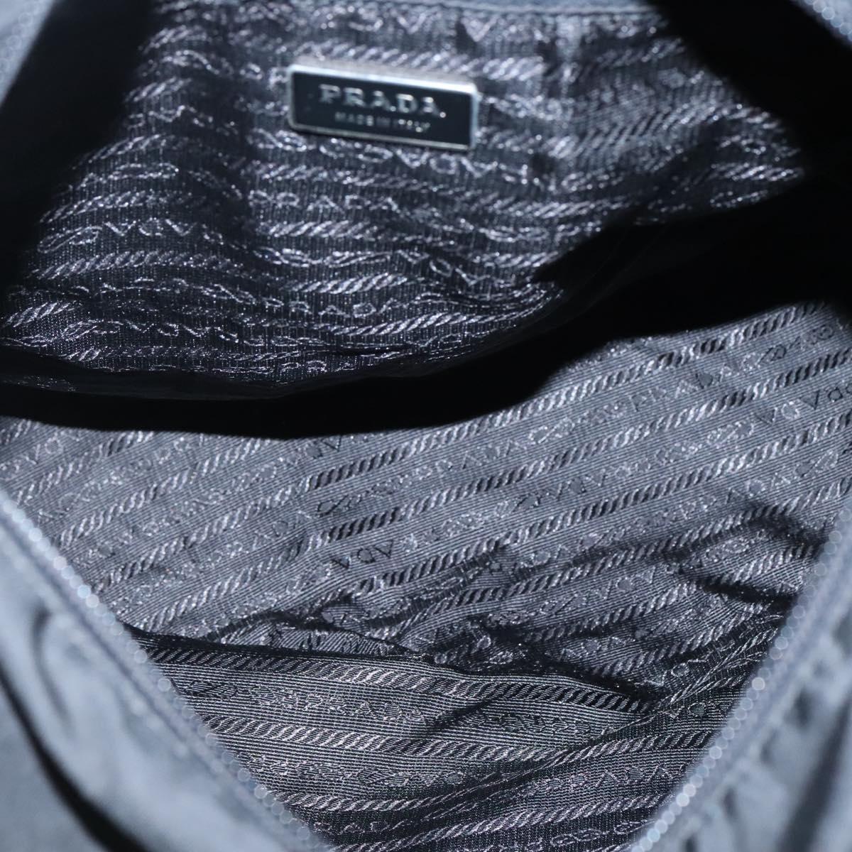 PRADA Tote Bag Nylon Black Silver Auth bs27858