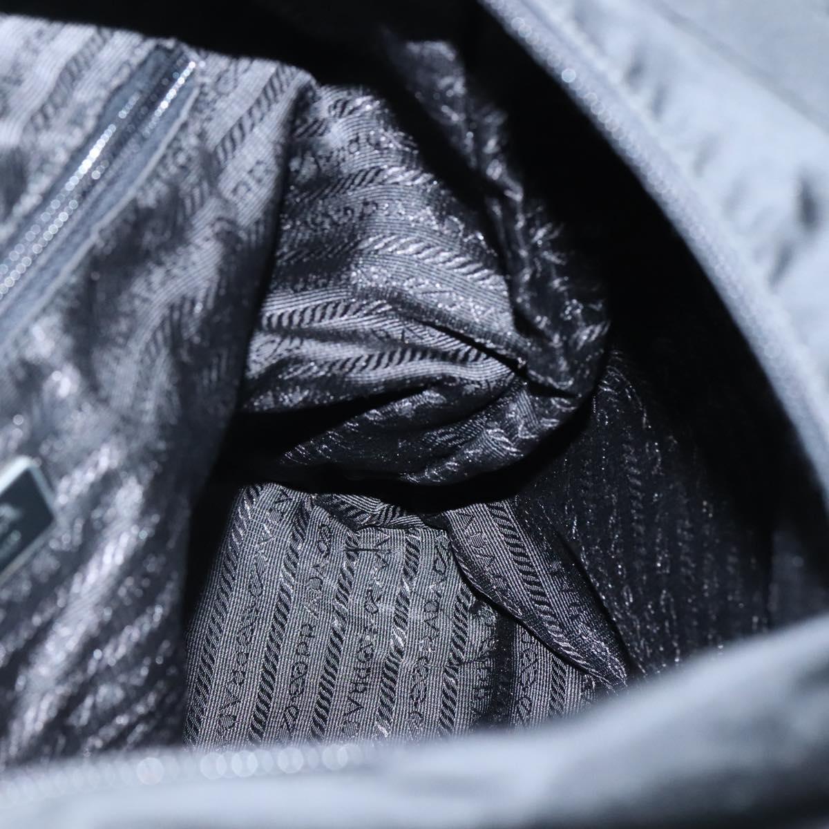 PRADA Tote Bag Nylon Black Silver Auth bs27858