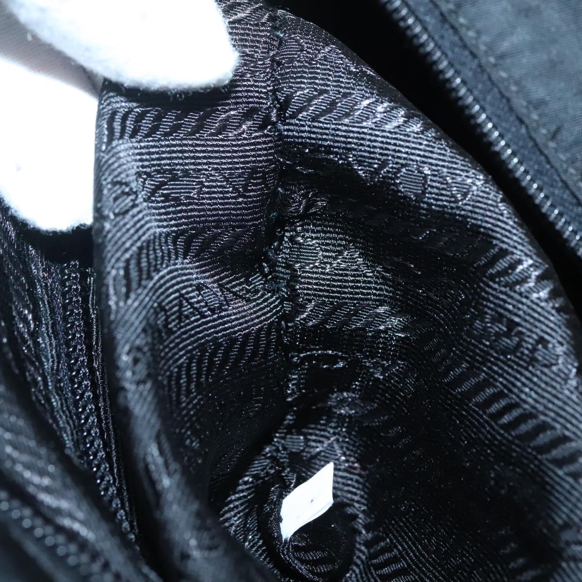 PRADA Tote Bag Nylon Black Silver Auth bs27858