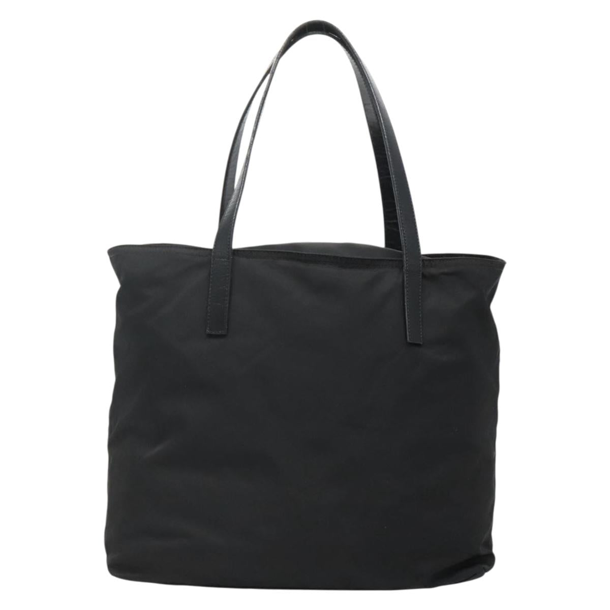 PRADA Tote Bag Nylon Black Silver Auth bs27858