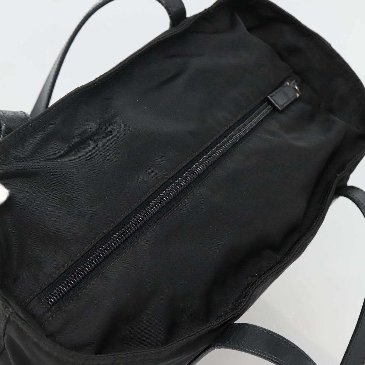 PRADA Tote Bag Nylon Black Silver Auth bs27858