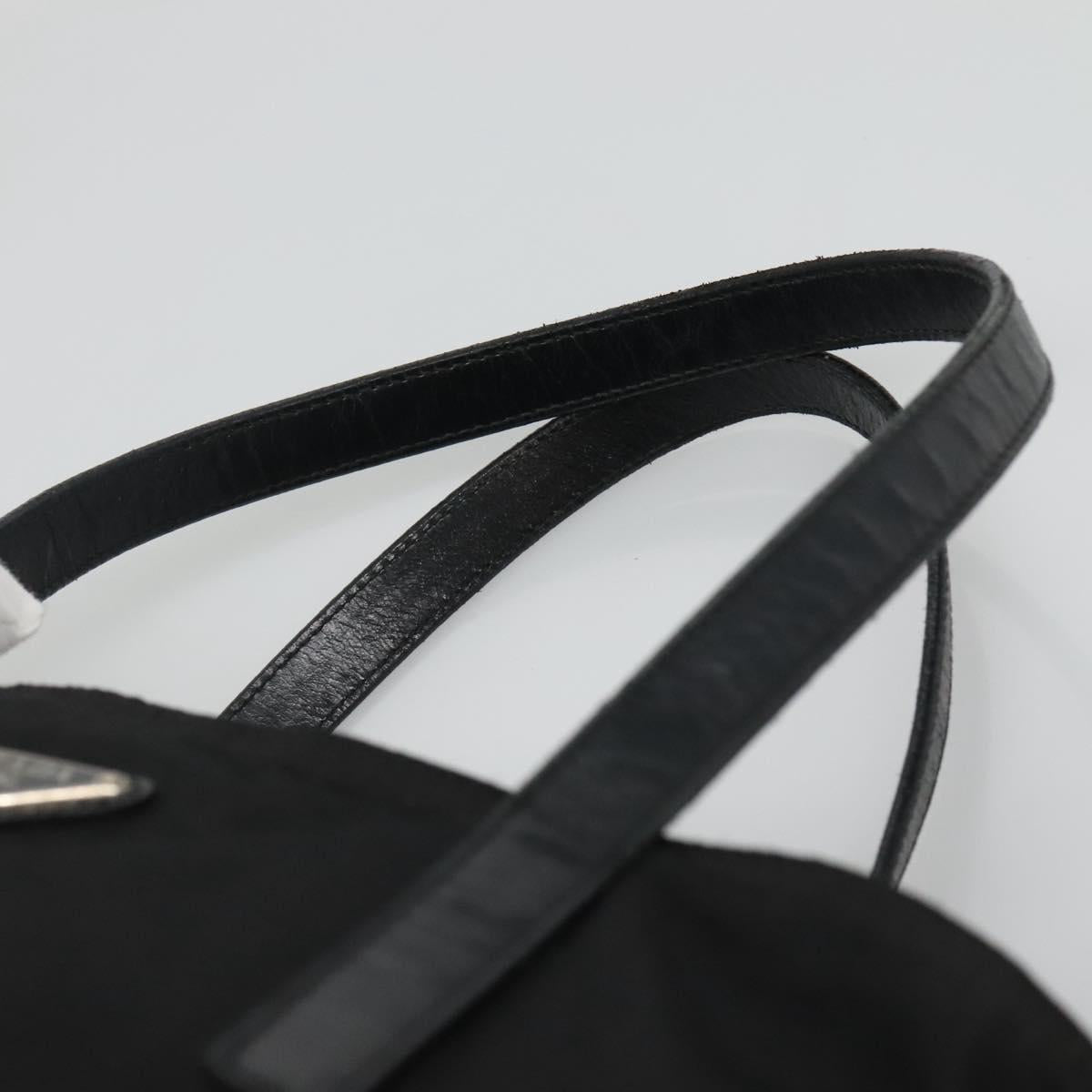 PRADA Tote Bag Nylon Black Silver Auth bs27858