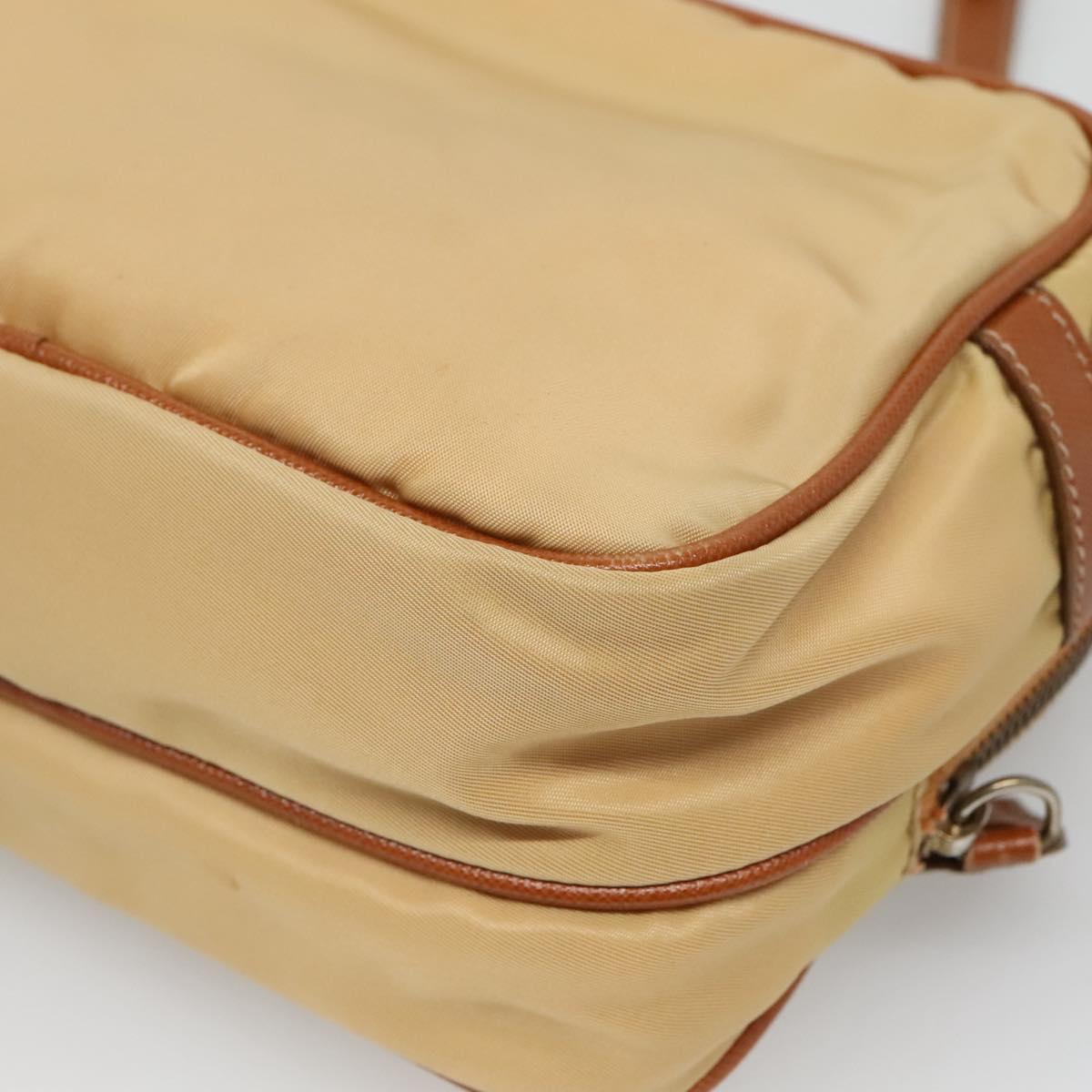 PRADA Shoulder Bag Nylon Beige Gold Auth bs27865