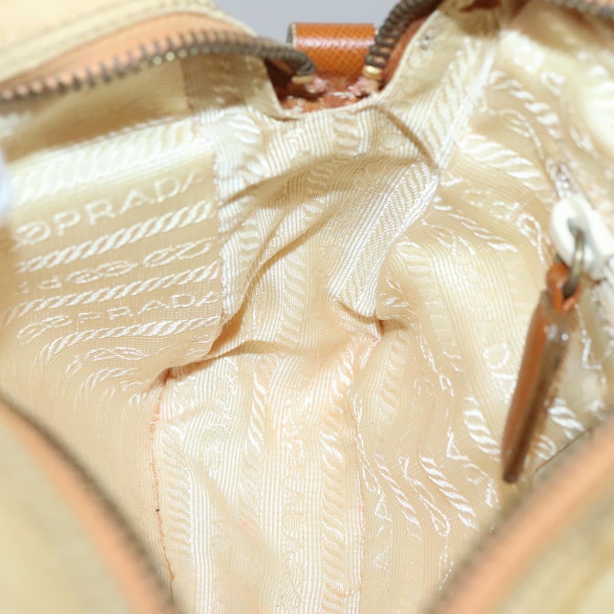 PRADA Shoulder Bag Nylon Beige Gold Auth bs27865