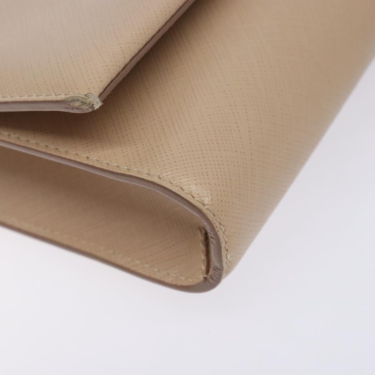 Salvatore Ferragamo Chain Vala Shoulder Bag Leather Beige Gold Auth bs27881