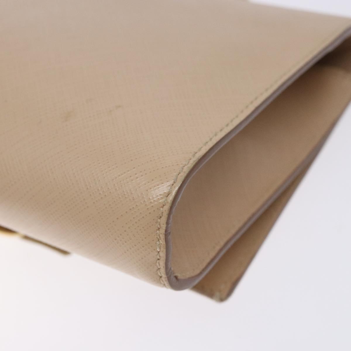 Salvatore Ferragamo Chain Vala Shoulder Bag Leather Beige Gold Auth bs27881