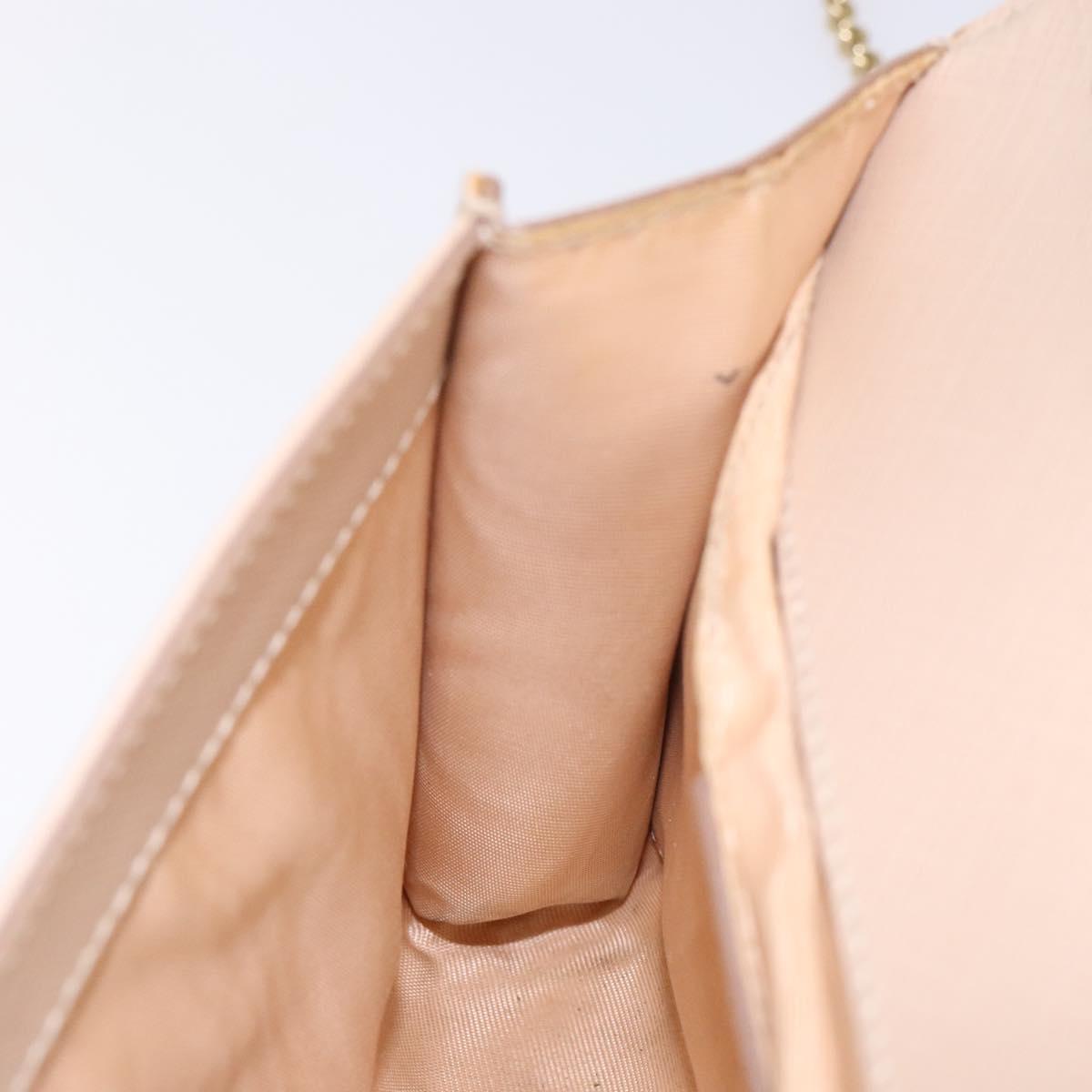 Salvatore Ferragamo Chain Vala Shoulder Bag Leather Beige Gold Auth bs27881