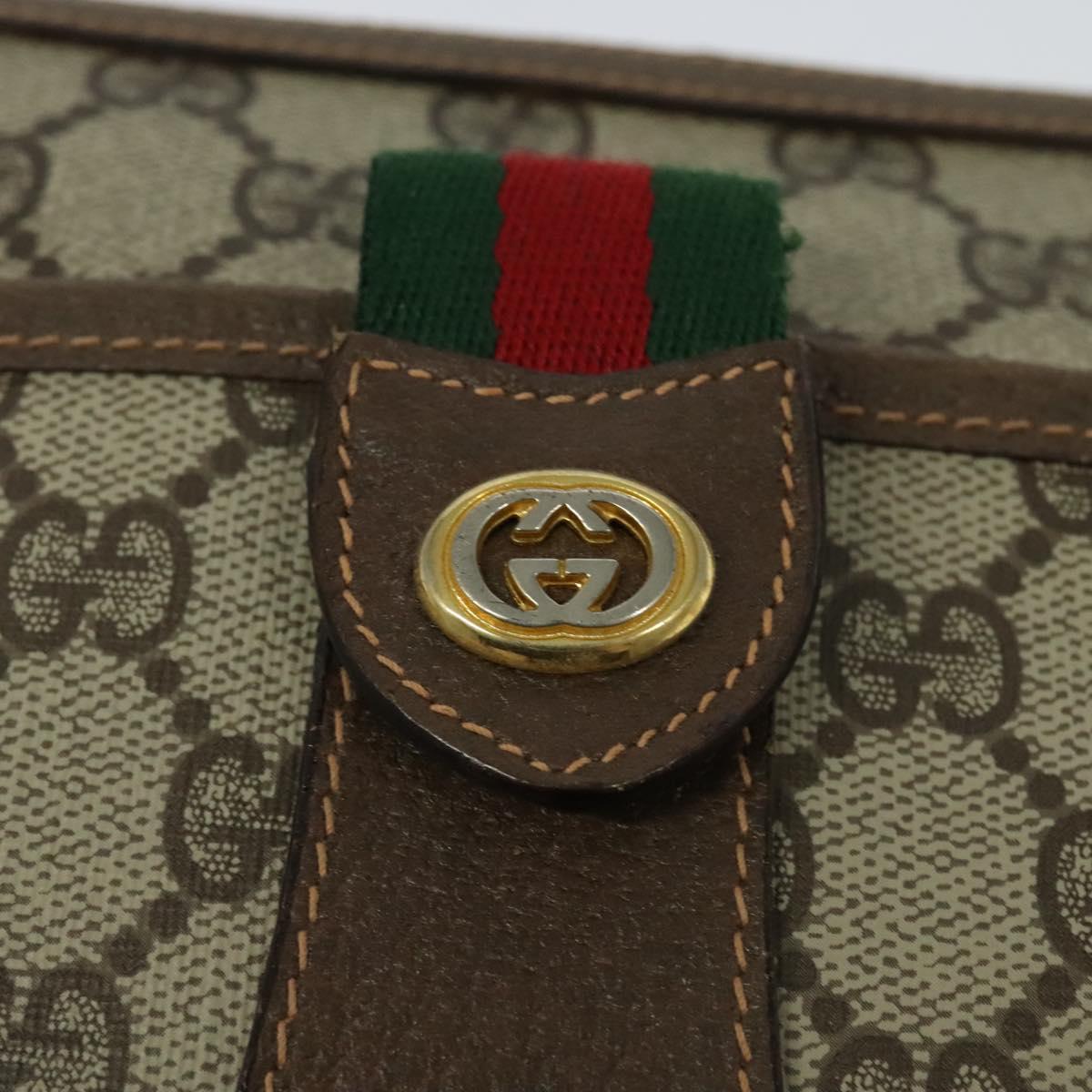 GUCCI GG Supreme Web Sherry Line Bag PVC Beige Gold 89 02 032 Auth bs27889