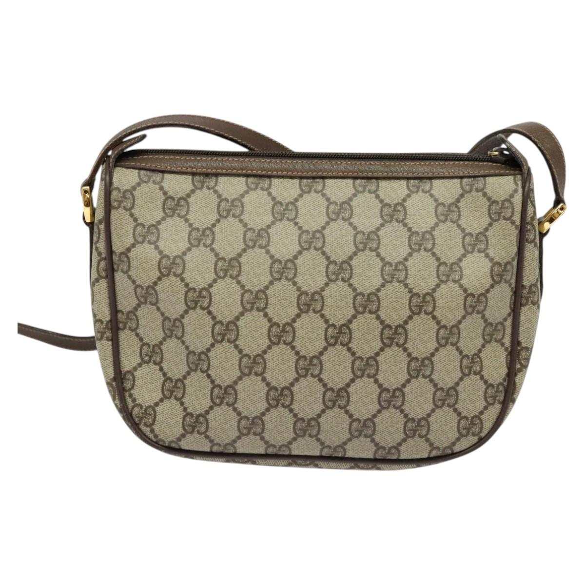 GUCCI GG Supreme Web Sherry Line Bag PVC Beige Gold 89 02 032 Auth bs27889
