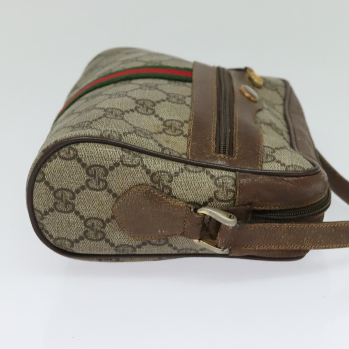 GUCCI GG Supreme Web Sherry Line Bag PVC Beige Gold 56 02 004 Auth bs27890