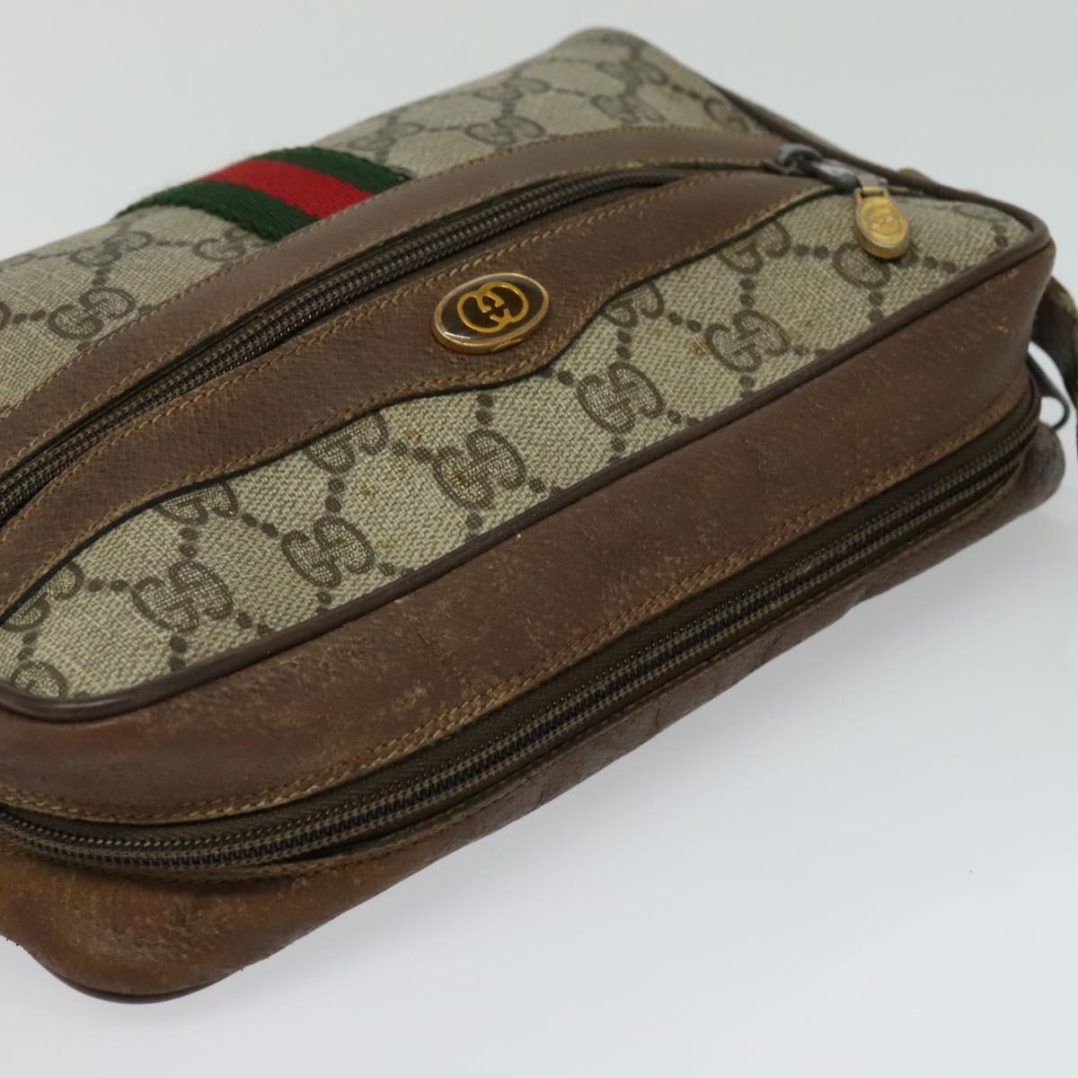 GUCCI GG Supreme Web Sherry Line Bag PVC Beige Gold 56 02 004 Auth bs27890