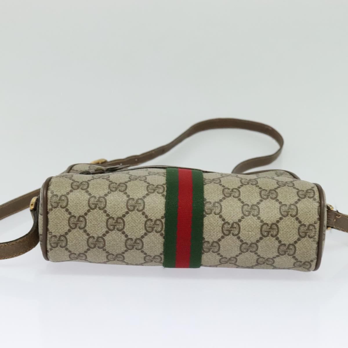 GUCCI GG Supreme Web Sherry Line Bag PVC Beige Gold 98 02 004 Auth bs27891