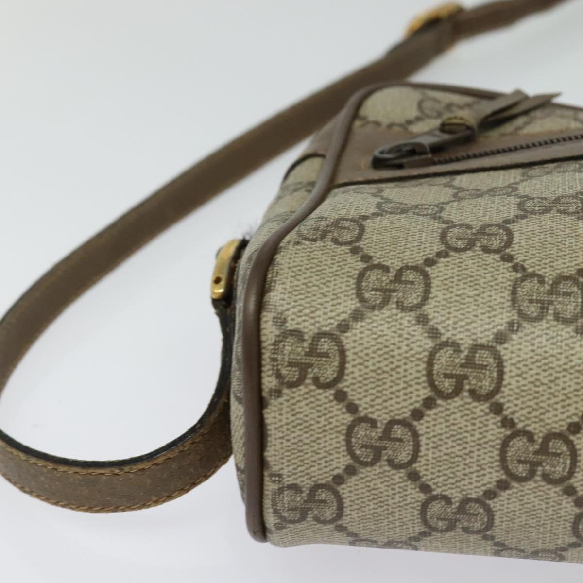 GUCCI GG Supreme Web Sherry Line Bag PVC Beige Gold 98 02 004 Auth bs27891