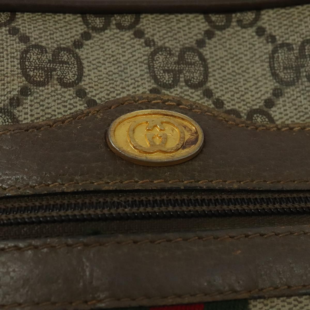 GUCCI GG Supreme Web Sherry Line Bag PVC Beige Gold 98 02 004 Auth bs27891