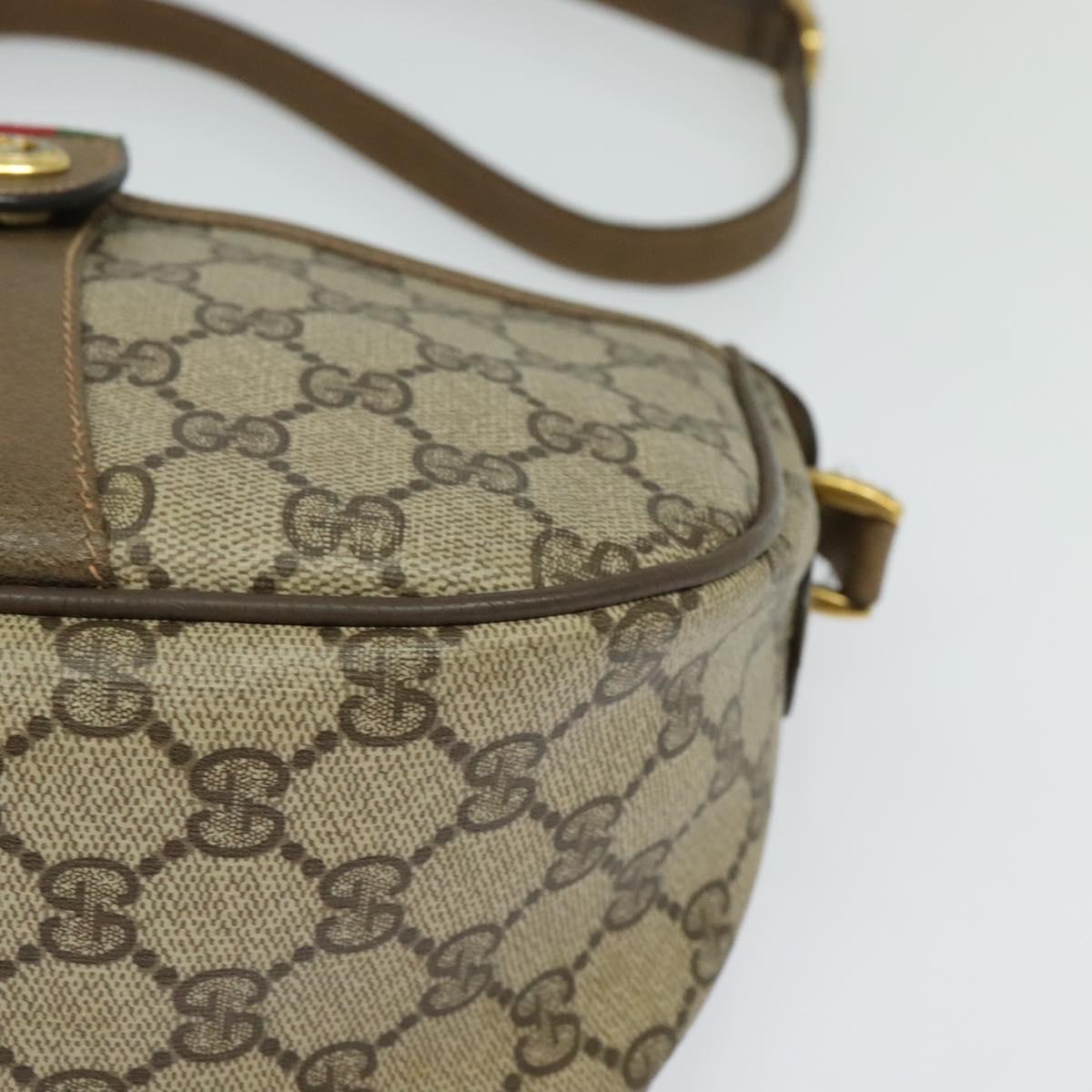 GUCCI GG Supreme Web Sherry Line Bag PVC Beige Gold 89 02 032 Auth bs27894