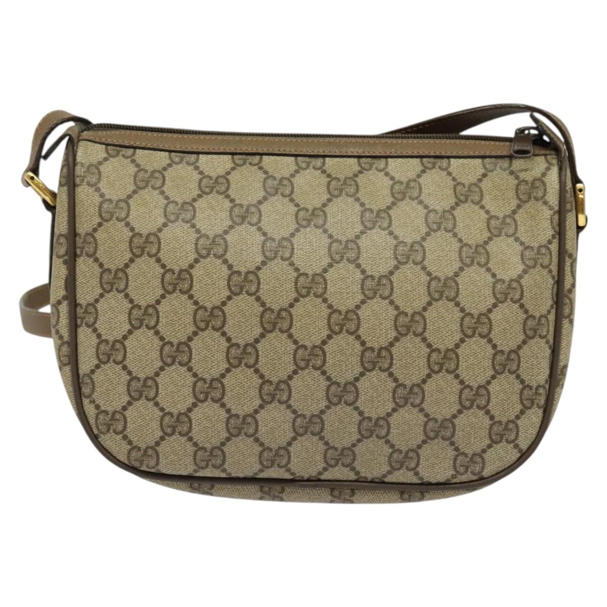 GUCCI GG Supreme Web Sherry Line Bag PVC Beige Gold 89 02 032 Auth bs27894
