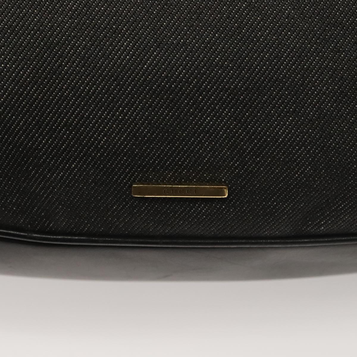 GUCCI Web Sherry Line Shoulder Bag Denim Black Gold 73884 Auth bs27901