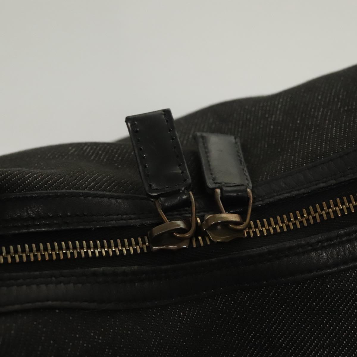 GUCCI Web Sherry Line Shoulder Bag Denim Black Gold 73884 Auth bs27901